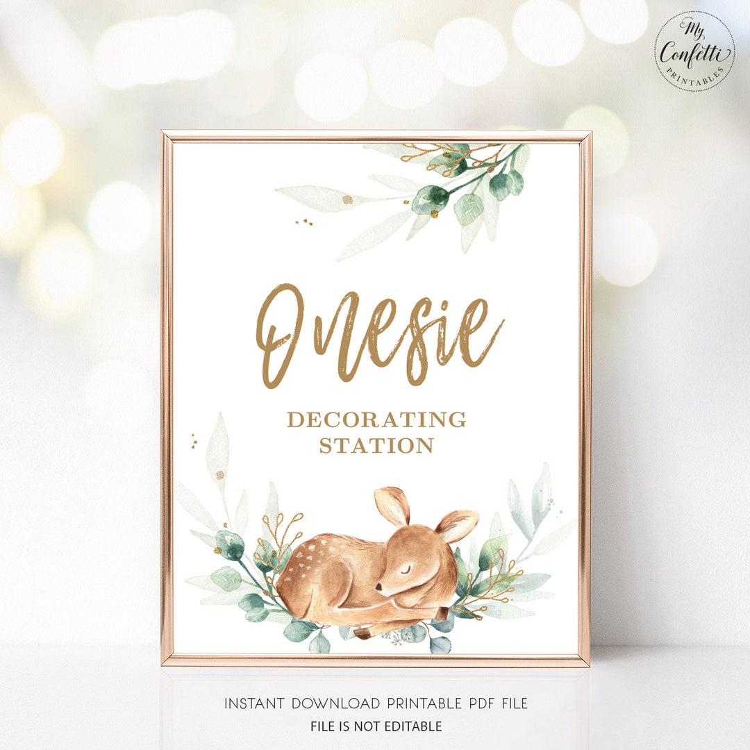 Onesie Decorating Station Sign, Printable Baby Shower Sign, Decorate a ...