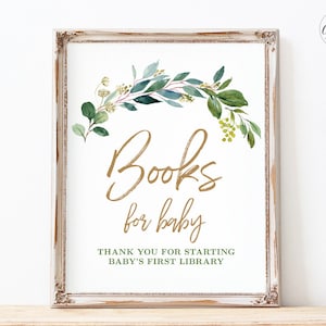 Greenery Books for Baby Sign, Printable Book for Baby Sign, Baby&#39;s Library, Neutral, Boy, Girl, Green, Gold, Modern, MCP813, MCP814