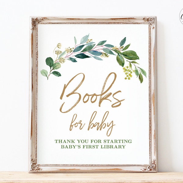 Greenery Books for Baby Sign, Printable Book for Baby Sign, Baby's Library, Neutral, Boy, Girl, Green, Gold, Modern, MCP813, MCP814