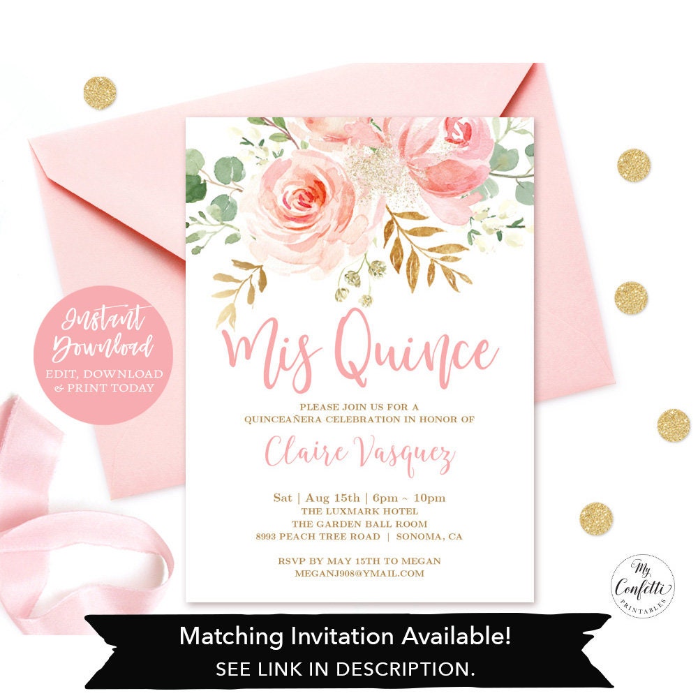 Quinceañera Photo Frame Prop Template EDITABLE Printable | Etsy