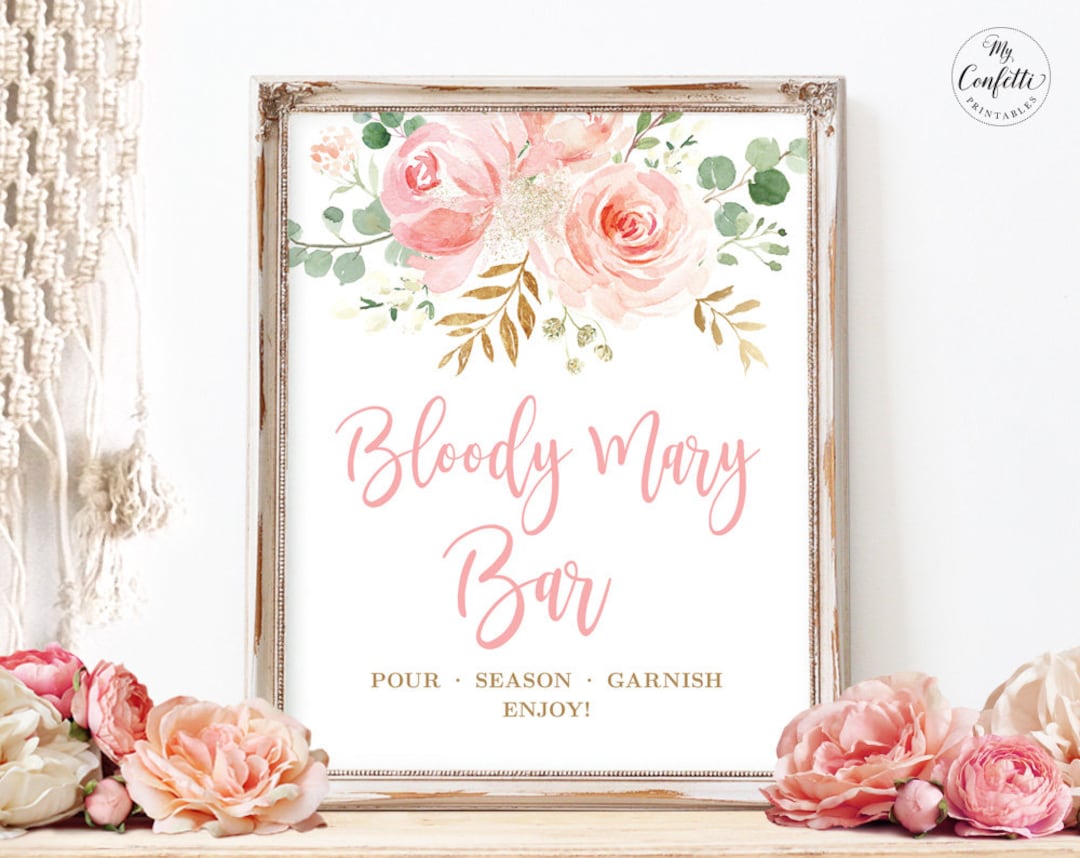 Bloody Mary Bar Sign, Printable Bloody Mary Sign, Baby Shower Sign ...