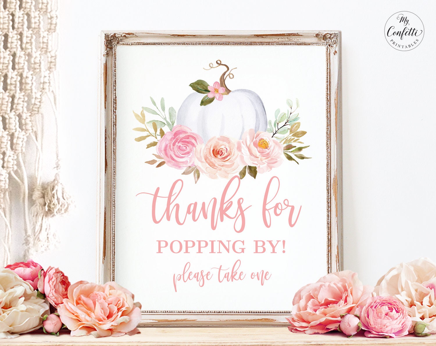 Little Pumpkin Baby Shower Printable Sign Bundle in Blue or Pink » paper &  taigh