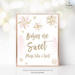 Babies are Sweet, Please Take a Treat Sign, Printable Desserts Sign, Winter, Snowflake, Girl Baby Shower, Sweet Treats, 8x10, MCP842
