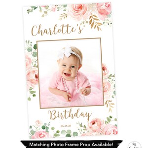 First Birthday Poster Sign, Printable Baby's 1st Birthday Sign, Blush ...