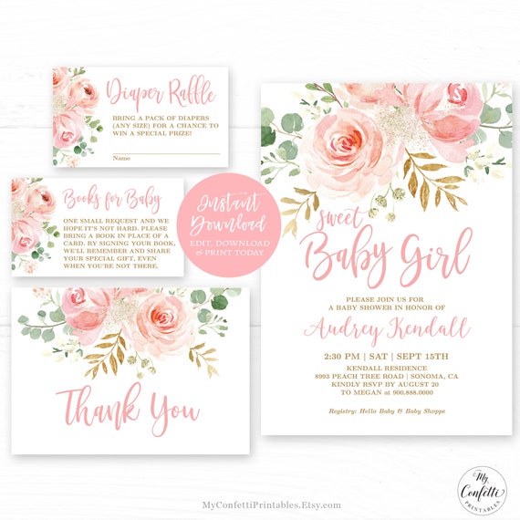 Blush Pink Baby Shower Invitation