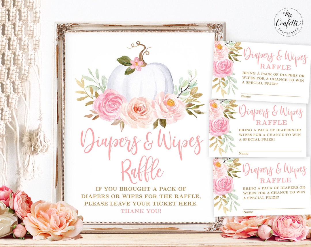 Wipes Raffle Diapers & Wipes Raffle Sign and Raffle Tickets, Printable Diapers and ...