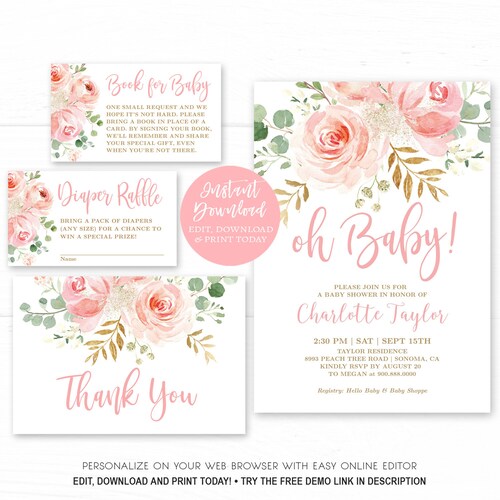 Party Supplies Party Games Blush Blue/Mintgreen Floral Baby Shower Baby name suggestions sing