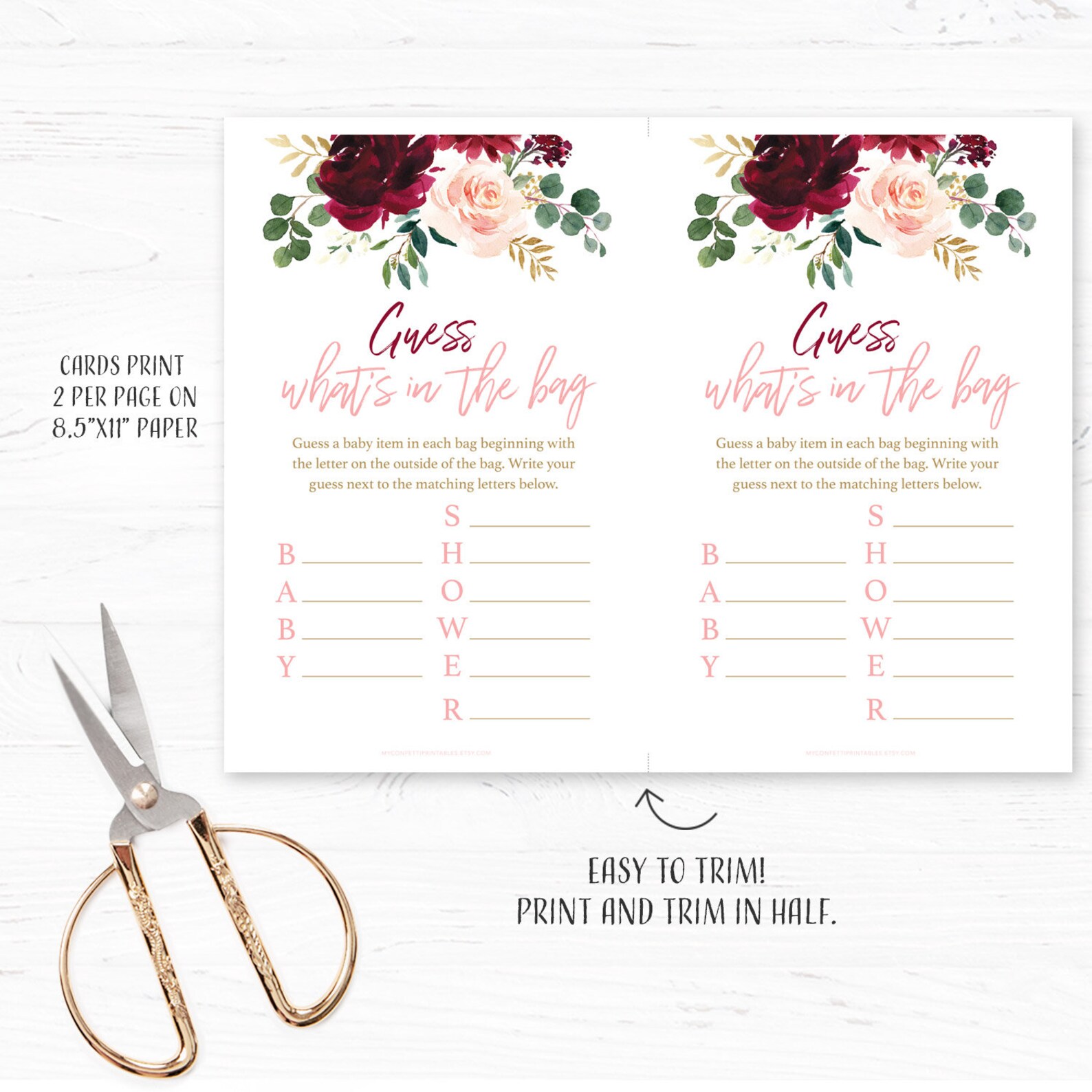 Guess What's in the Bag Baby Shower Game Printable Baby Etsy