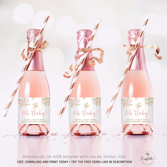 Mini Champagne Bottle Label Templates Printable Champagne | Etsy
