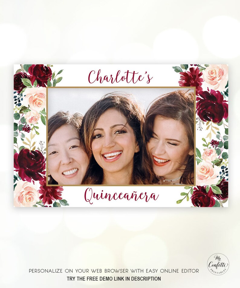 Editable Quinceañera Photo Frame Prop Template Printable Etsy