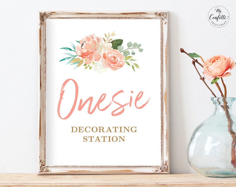 Onesie Decorating Station Sign Printable Baby Shower Decorate Etsy