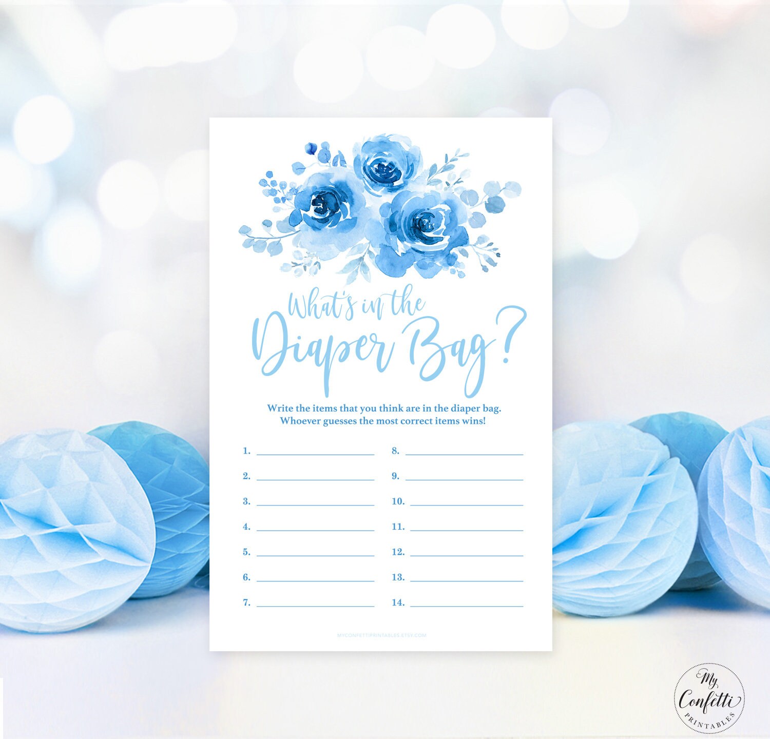 Printable What's in the Diaper Bag Game Baby Shower Game - Etsy