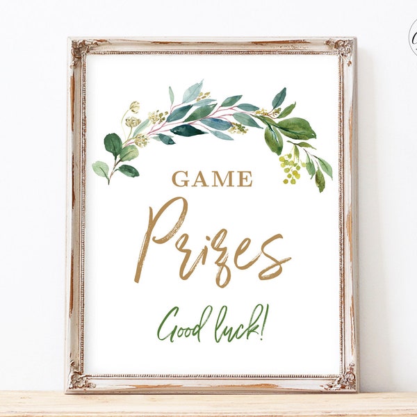 Game Prizes Sign, Printable Game Table Sign, Prizes Sing, Greenery, Neutral, Boy, Girl, Green, MCP813, MCP814, MCP815, MCP825