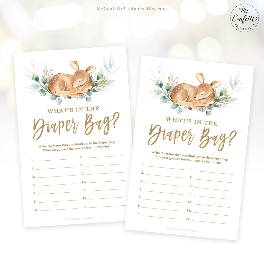What's in the Diaper Bag Game, Printable Baby Shower Game, Baby Shower