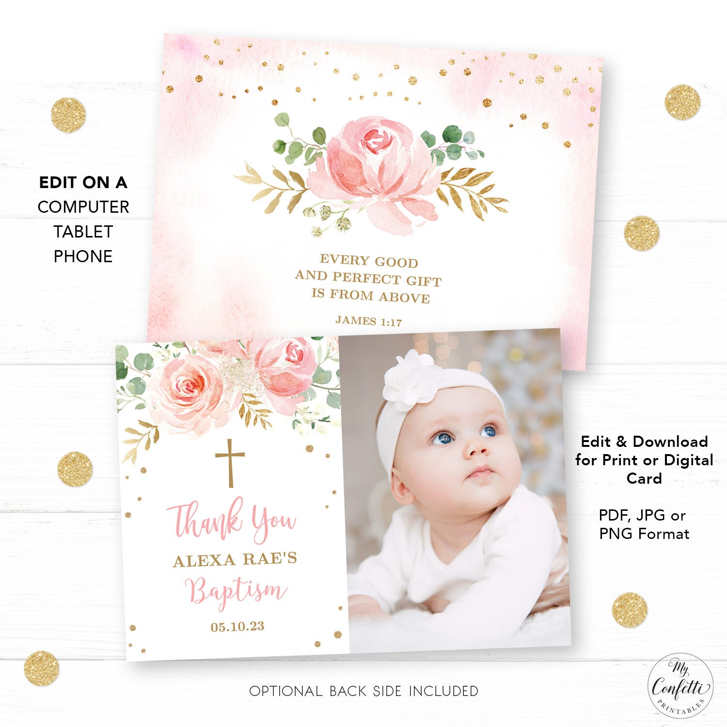 Photo Thank You Card Template Printable Photo Thank You Card - Etsy