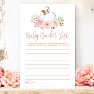 Baby Bucket List Game Card, Printable Baby Shower Game, Pink, Girl Baby ...