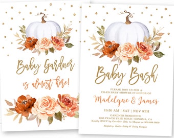 Pumpkin Baby Bash Invitation Bundle Co Ed Baby Shower Etsy 日本