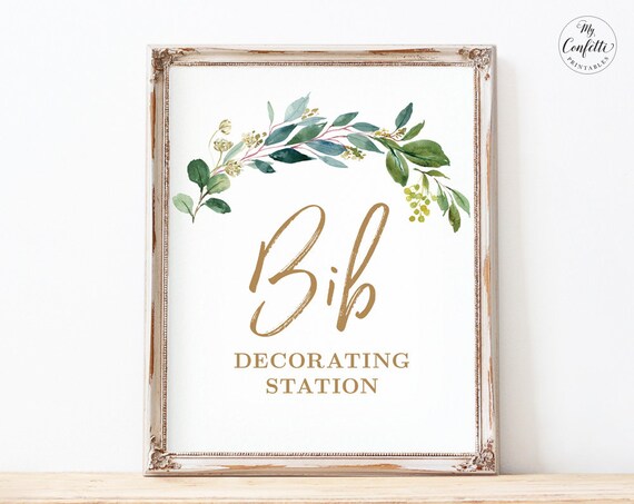 Bib Decorating Station Sign Printable Baby Shower Decorate A | Etsy