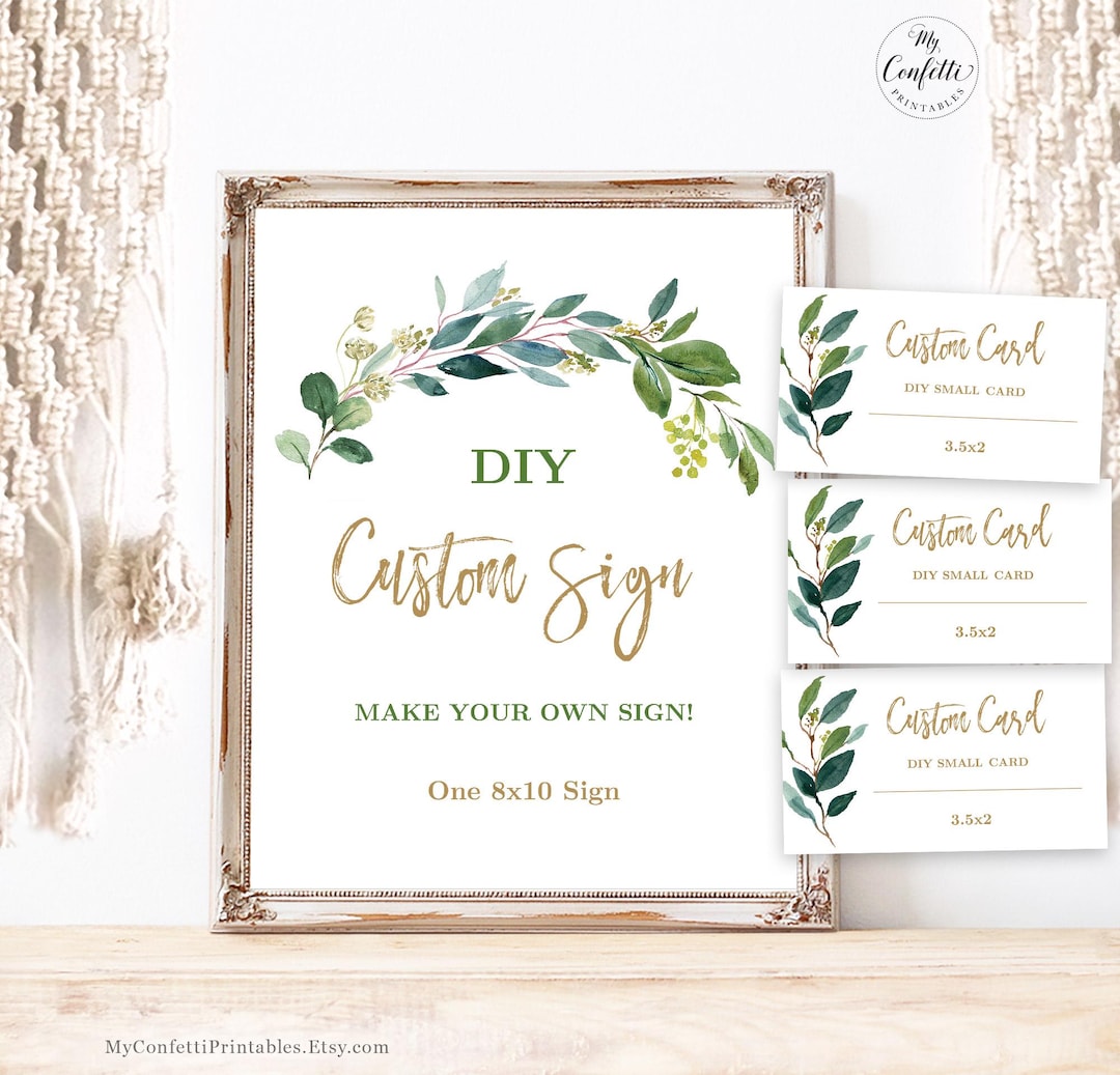 Editable DIY Custom Sign and Card Template for One Custom Sign and Card ...