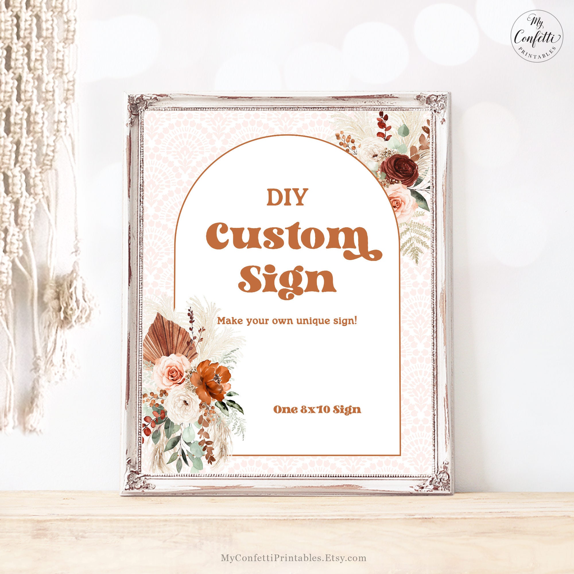 Editable 8x10 Custom Sign Template for ONE 8x10 Inch Sign, Pampas ...