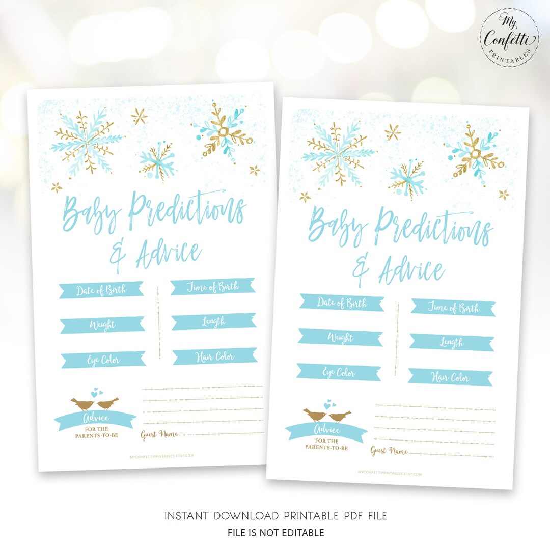Baby Shower Game Printable Baby Predictions &amp; Advice Game - Etsy