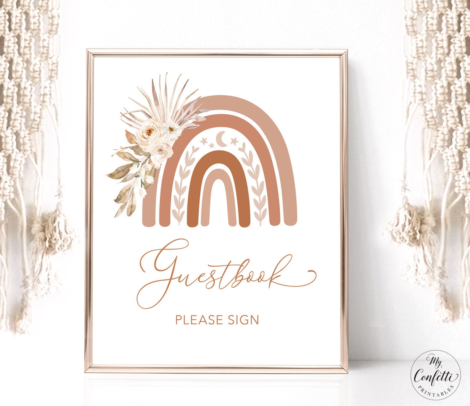 Guestbook Sign Printable Baby Shower Guest Book Sign Boho - Etsy