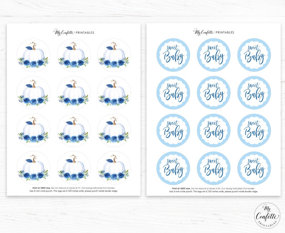 Baby Shower Cupcake Toppers Printable Cupcake Toppers Blue | Etsy