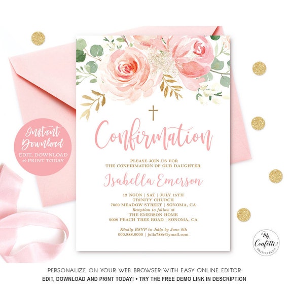 EDITABLE Confirmation Invitation Printable Confirmation Etsy