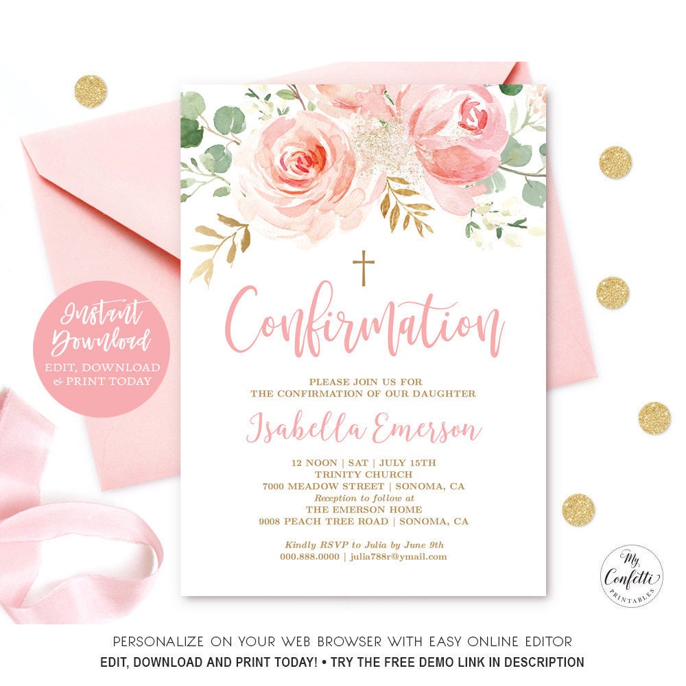 EDITABLE Confirmation Invitation Template Printable Etsy Australia