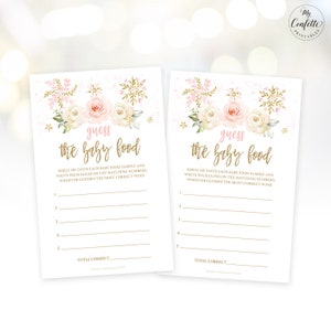 Snowflake Baby Shower Game, Printable Guess the Baby Food Game, Pink, Girl Baby Shower Party Games, Winter Baby Shower, MCP842