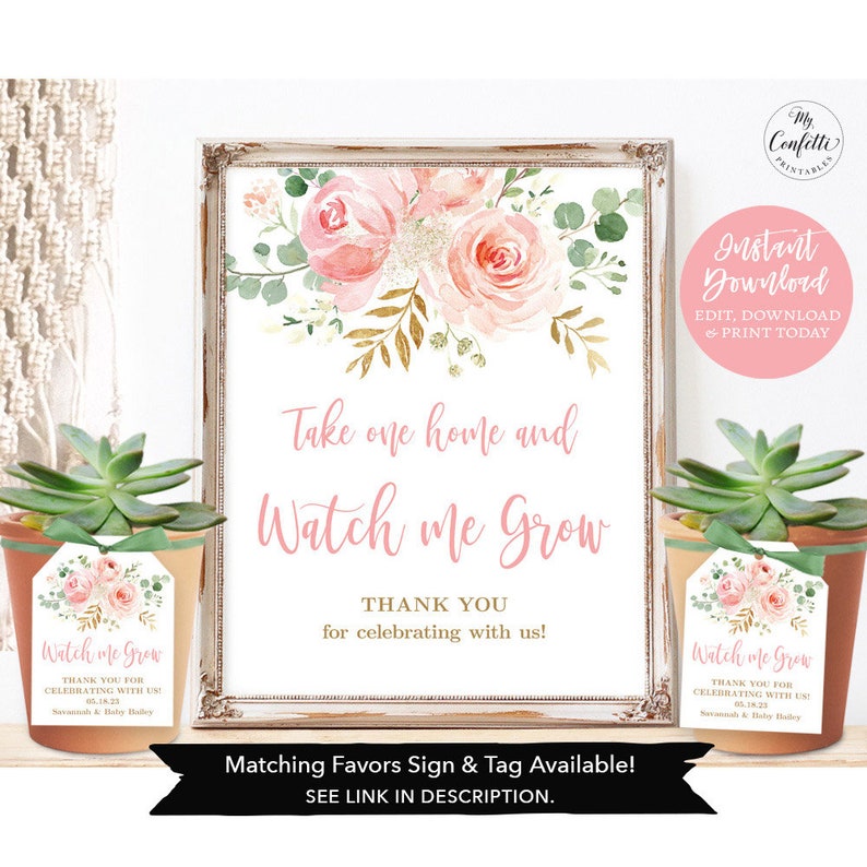 DIGITAL Baby Shower Invitation, Electronic, Girl Baby Shower Invite, Editable, It's a Girl, Blush Pink Floral, Textable, MCP820, CJB image 5