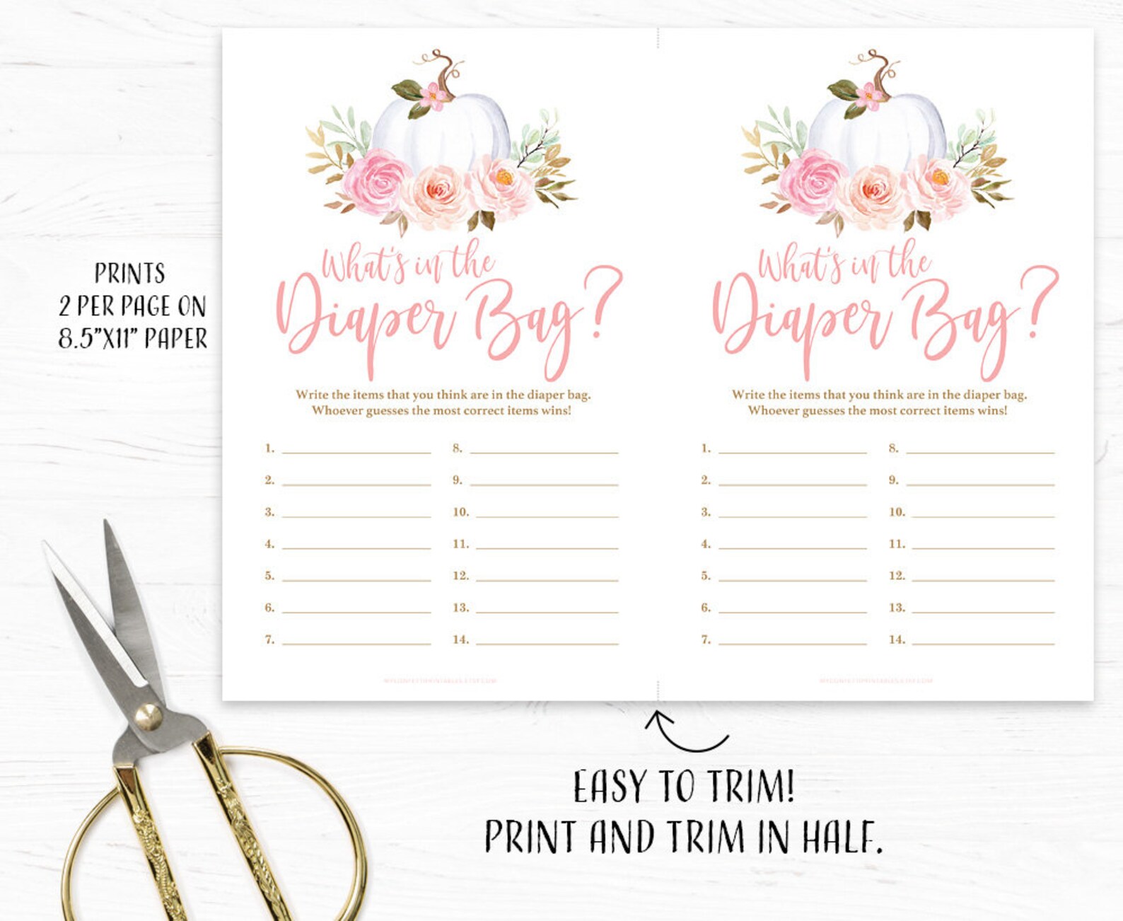 Printable What's in the Diaper Bag Game Baby Shower Game | Etsy