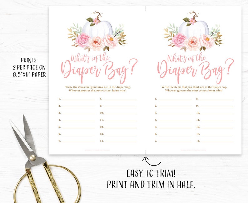 Printable What's in the Diaper Bag Game Baby Shower Game Etsy
