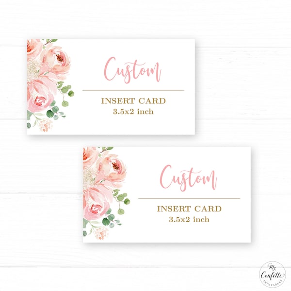 Editable Custom Small Card, Printable Small Insert Card, Girl Baby Shower, Blush Pink Floral, MCP820, MCP821, MCP822, MCP823, MCP824, CJB