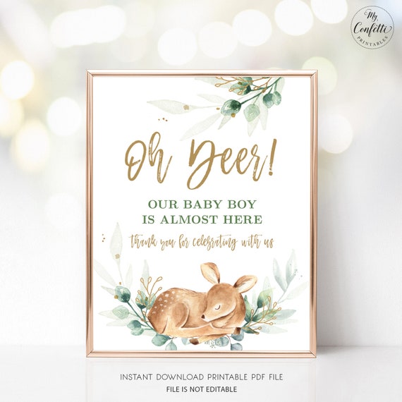 Oh Deer! Our Baby Boy is Almost Here Sign, Printable Thank You