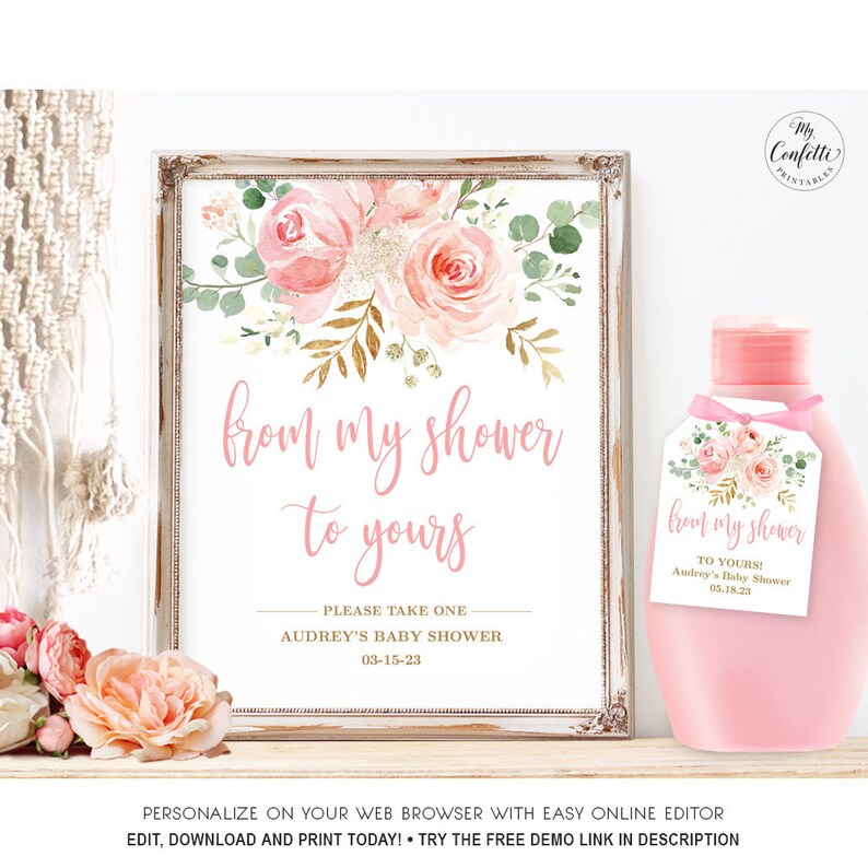 From My Shower to Yours Favor Tags &amp; Sign Set Printable - Etsy