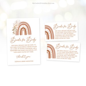Books for Baby Card, Editable Insert Cards, 3.5x2 and 3.5x5 Inch, Printable, Baby Shower, Rainbow, Gender Neutral, MCP90, CJB