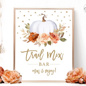 Trail Mix Bar Sign, Printable Baby Shower Trail Mix Sign, Gender Neutral, Boy, Girl, Pumpkin, Fall, Autumn, MCP92
