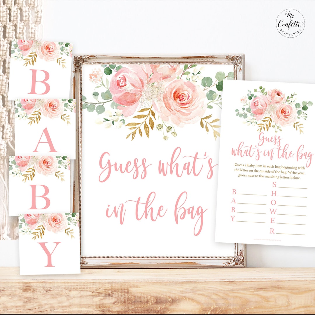 Guess What's in the Bag Baby Shower Game, Printable Baby Shower Game