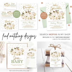 Editable Baby Shower Cupcake Topper Template, White Pumpkin, Fall ...