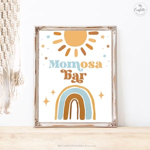 Momosa Bar Sign, Printable Mom-osa Bar Sign, Sunshine, Rainbow, Retro ...