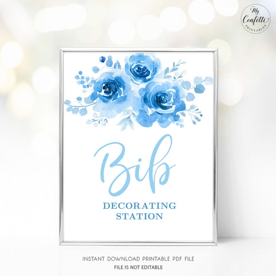 Bib Decorating Station Sign Printable Baby Shower Decorate A | Etsy