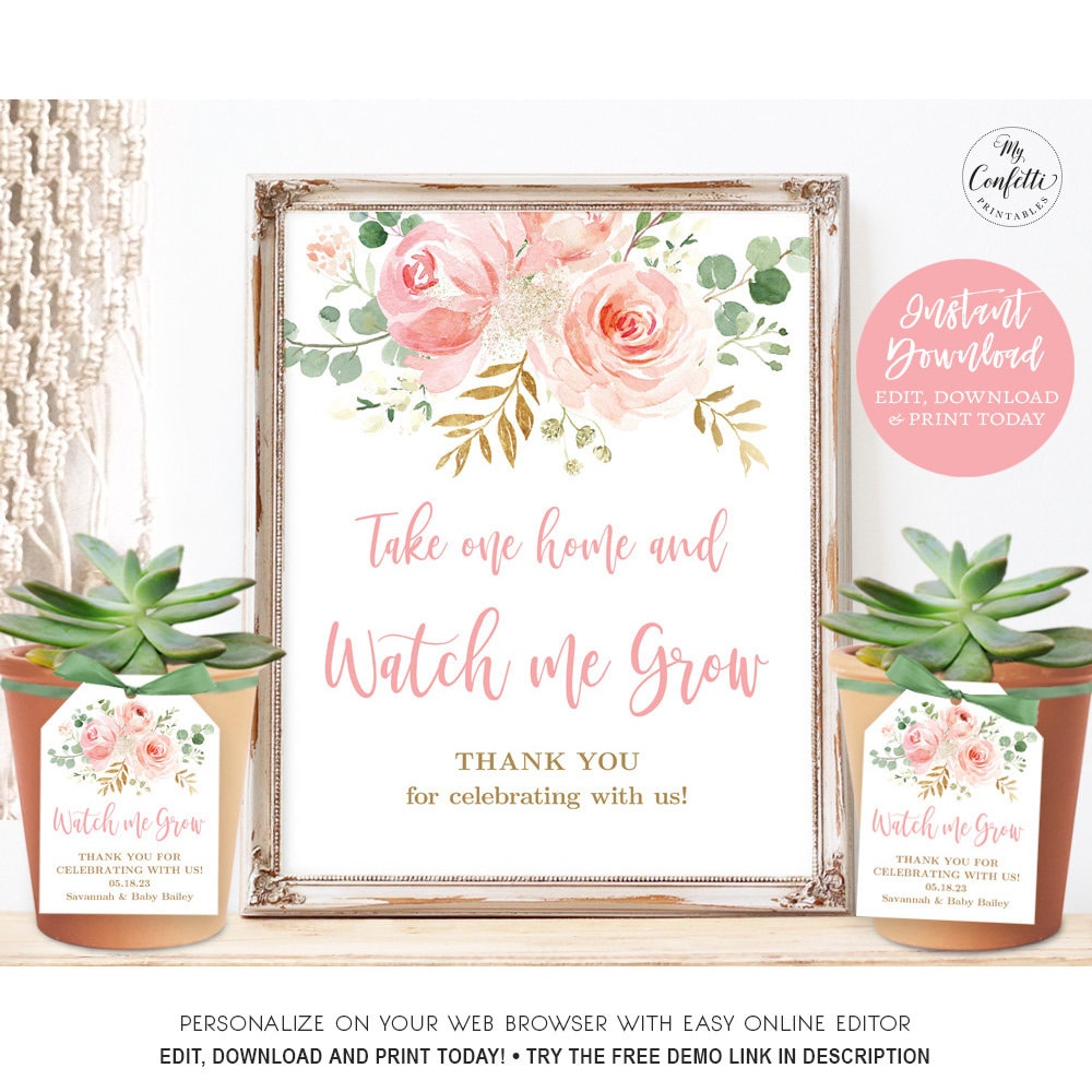 Blush Pink Favor Tags Sign Set Printable Favor Tags and Sign