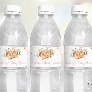 Baby Shower Water Bottle Label, Printable Water Bottle Label Template, Baby Deer Water Bottle Labels, Editable Text, MCP838, CJB