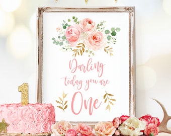 First Birthday Poster Sign Printable Baby's 1st Birthday - Etsy