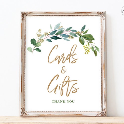 Greenery Cards &amp; Gifts Sign Printable Baby Shower Cards and | Etsy