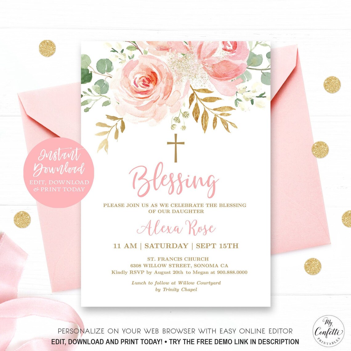 Blessing Form Blessing Invitation, Editable Blessing Invitation Template, Printable ...