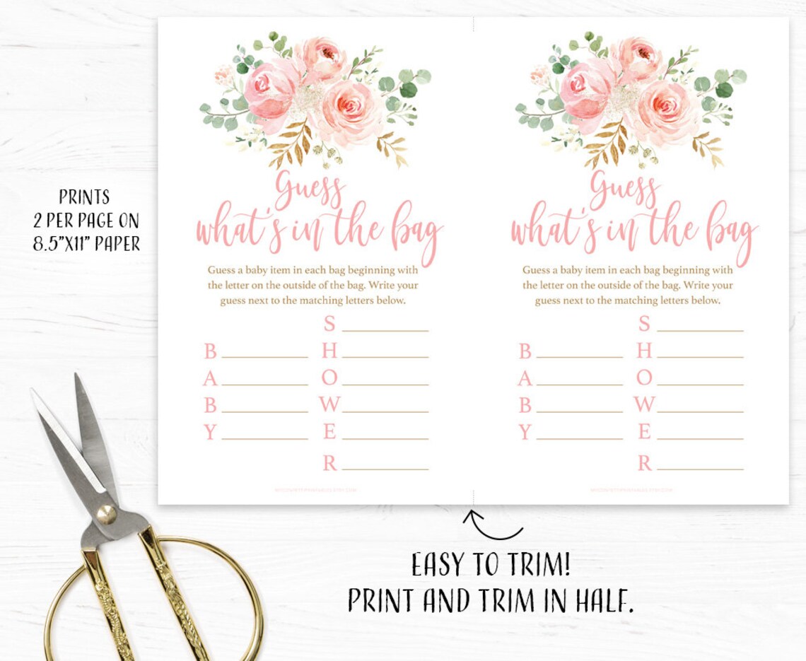 Guess What's in the Bag Baby Shower Game Printable Baby Etsy