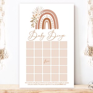 Baby Bingo Game, Printable Baby Shower Game Card, Gender Neutral Baby Shower Game, Boho Rainbow, MCP90