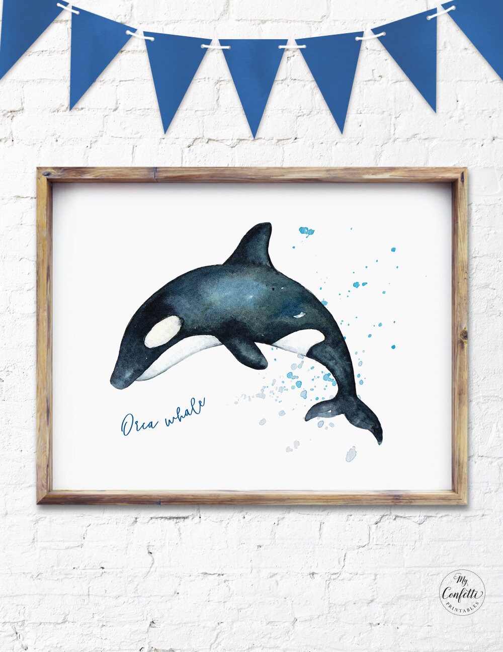 Printable Whale Watercolor Wall Art Coastal Nautical Wall - Etsy